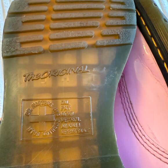 Pale Pink Doc Martens Patent Leather Lace-Up Boots | Size 10 - Picture 7 of 8